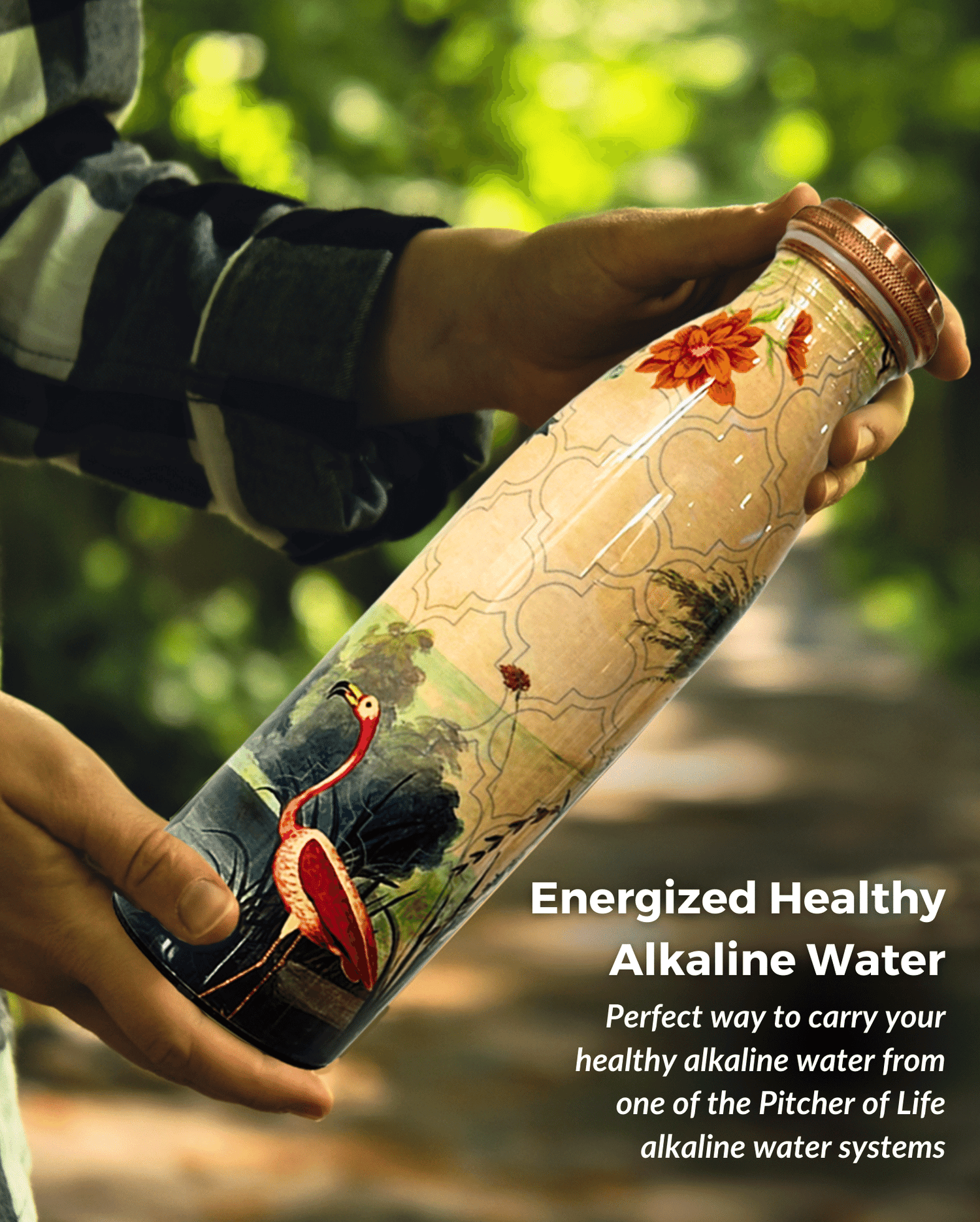 Flamingo Design Copper Water Bottle