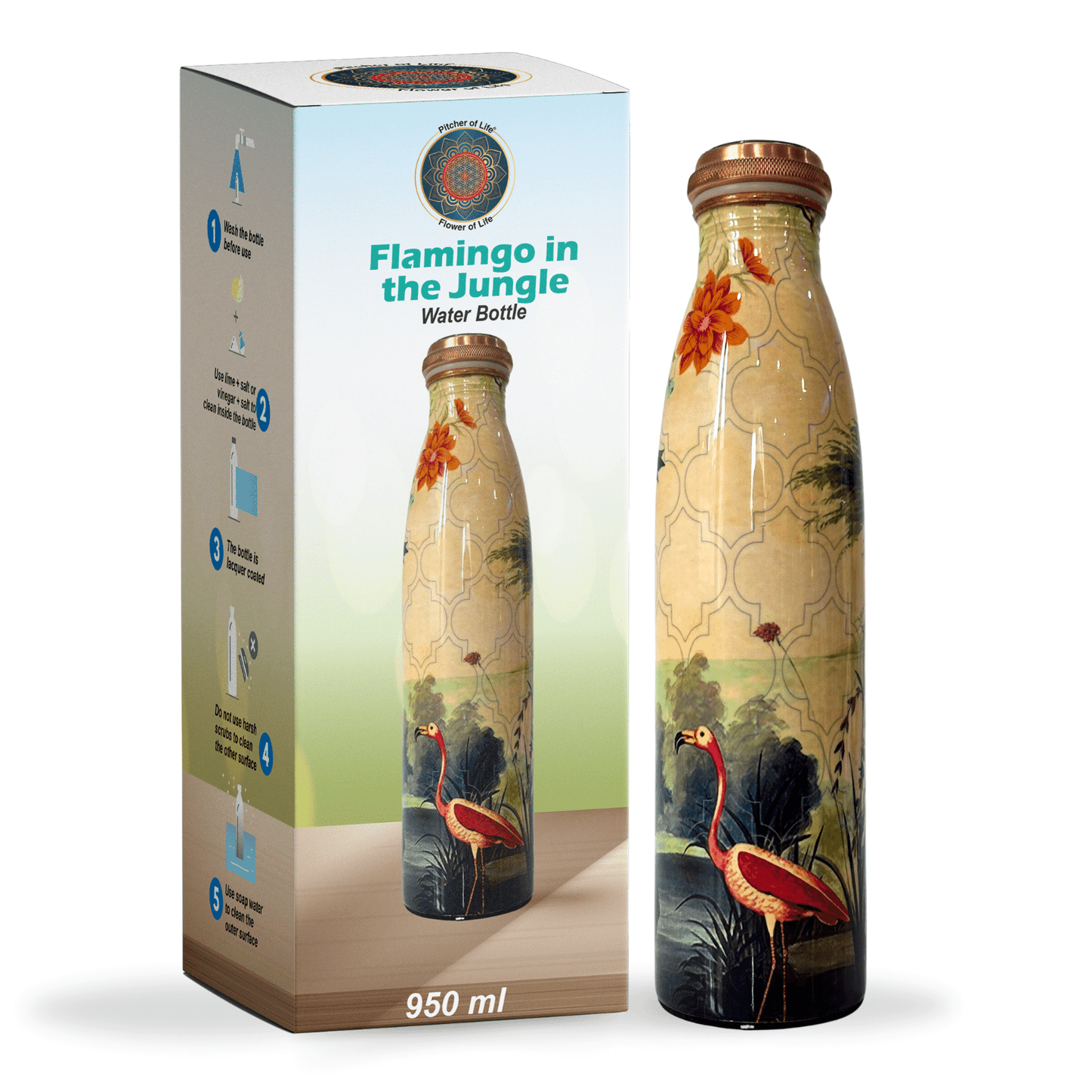 Flamingo Design Copper Bottle Packaging
