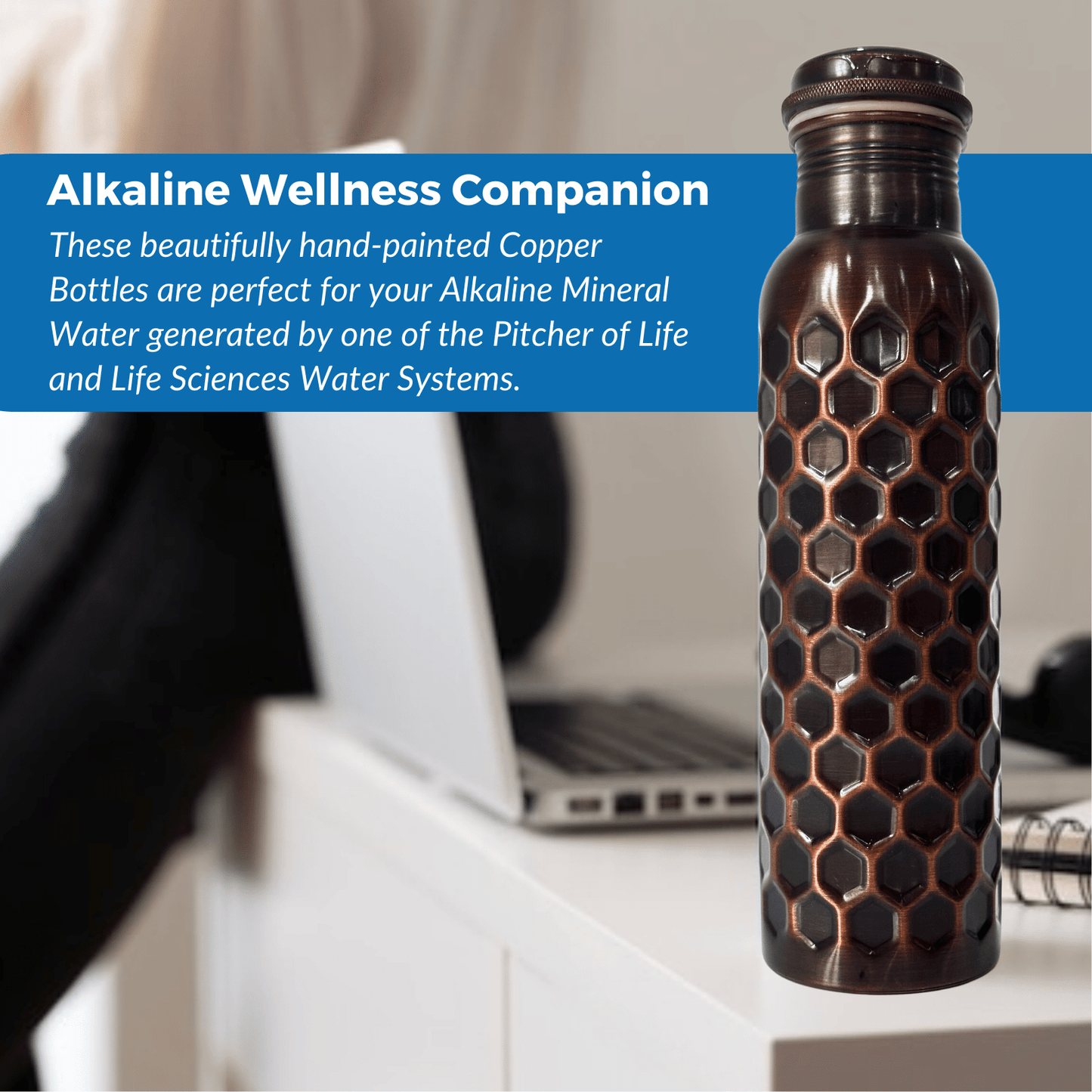 Alkaline Wellness Companion Through Copper Bottle Black
