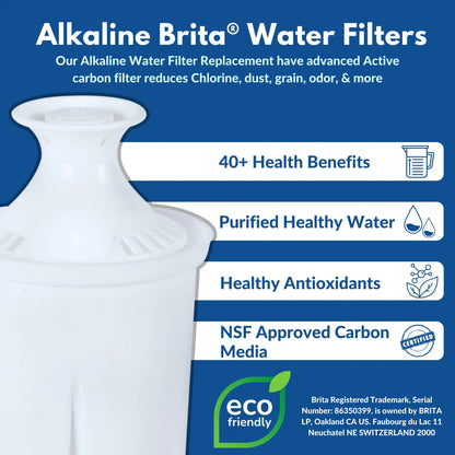 Auto Ship Alkaline Pitcher Replacement Filters that fit Brita® Pitchers - 3 Cartridges Pack