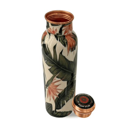 Overview of Flower Design Copper Water Bottle