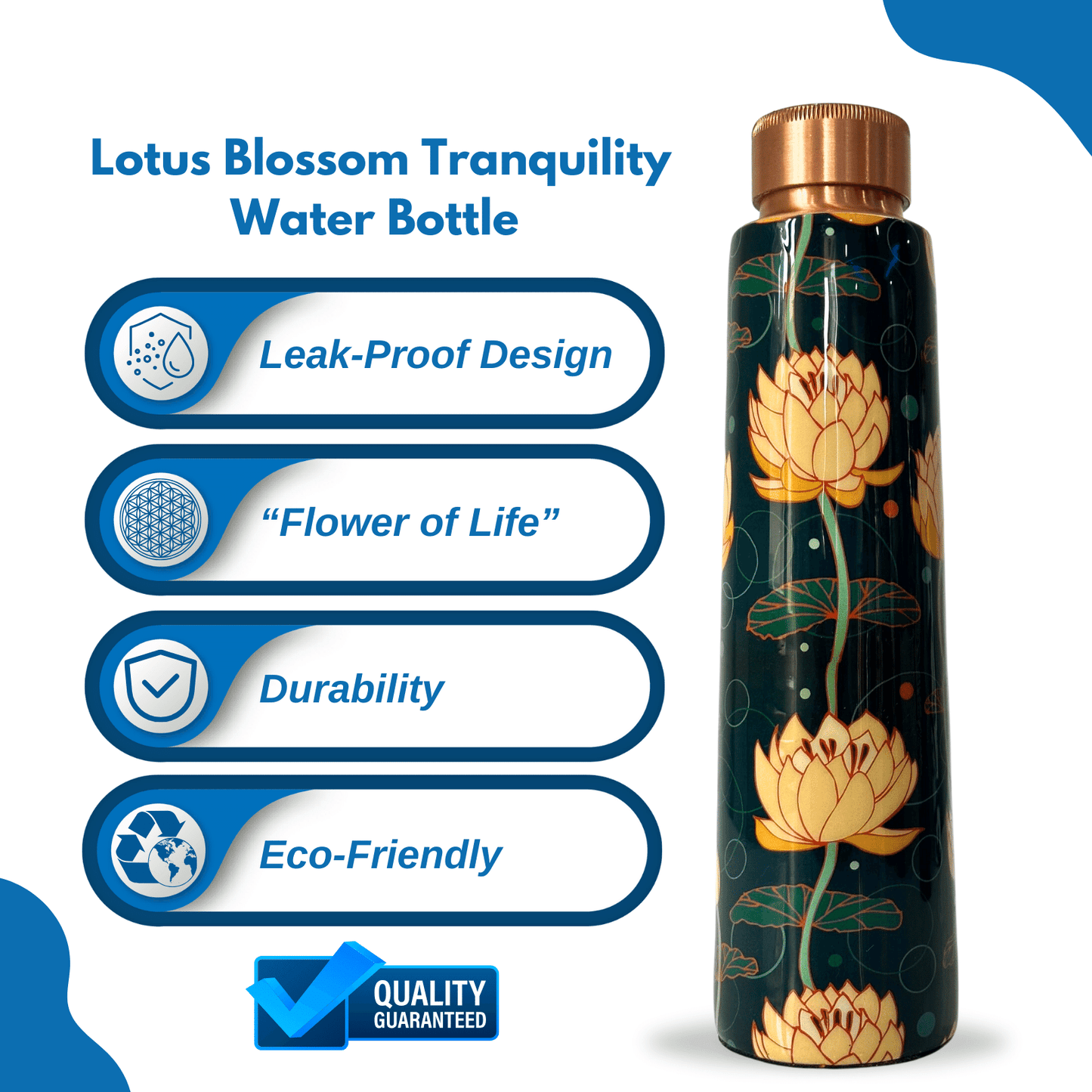 Detail of White Lotus Flower Design Copper Bottle